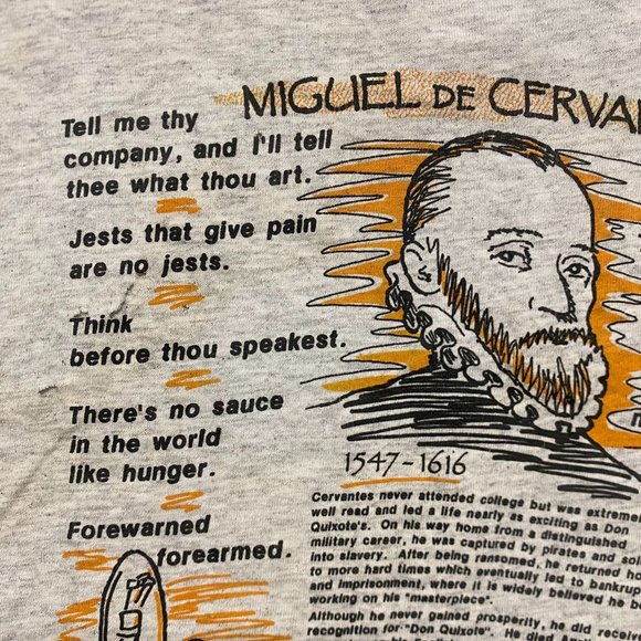 Vintage 90s Don Quixote Book Quote Grunge Single Stitch Tee - Picture 11 of 11